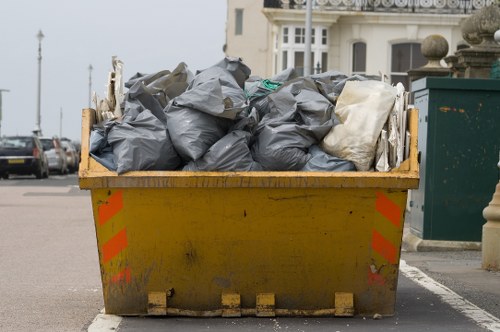 Construction site with waste materials ready for clearance