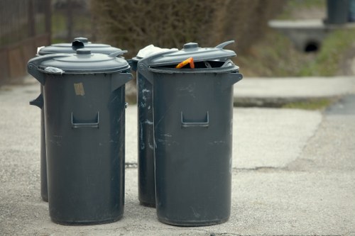 Recycling bins in a Woolwich neighborhood